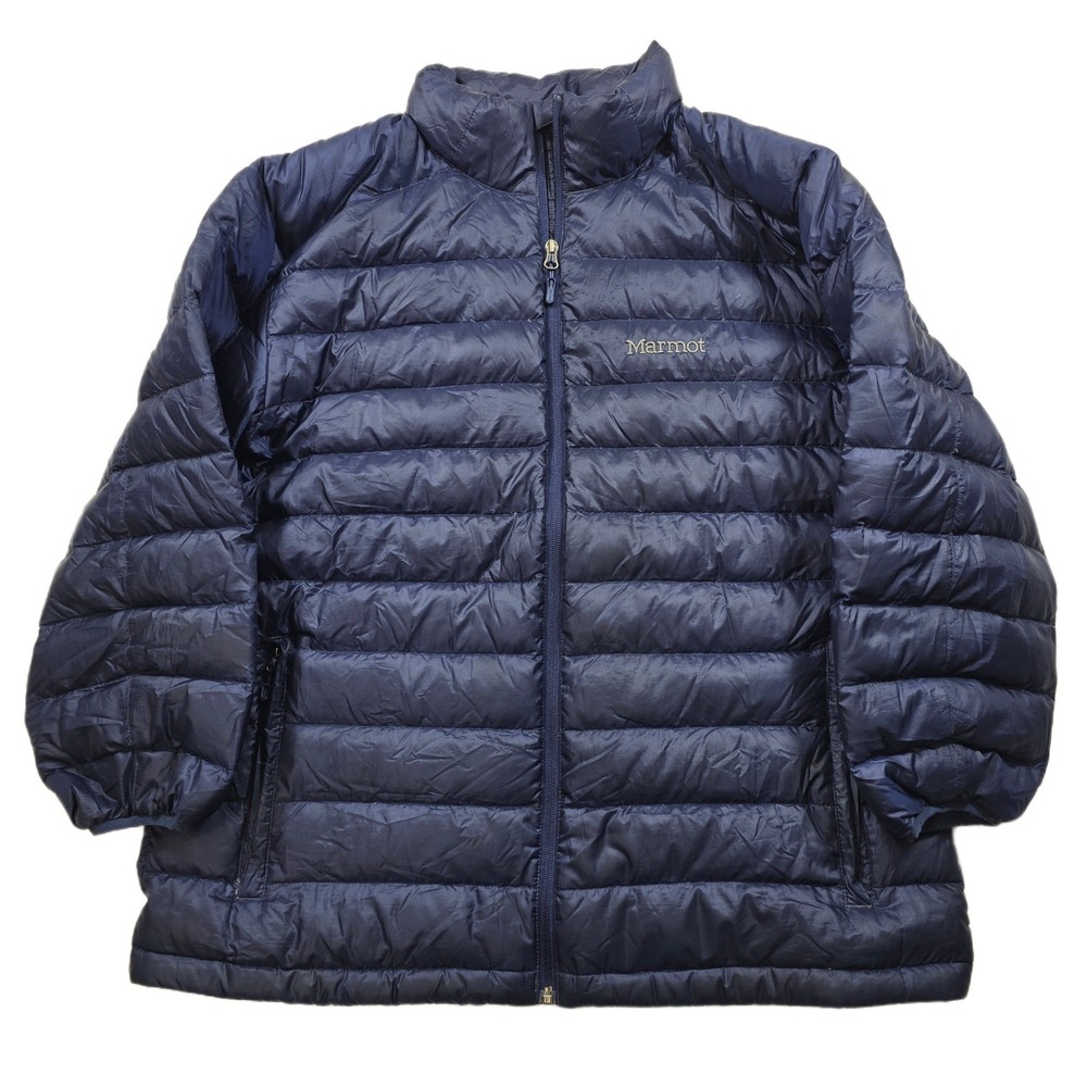 Marmot Azos Down Puffer Jacket Mens‎ XL Blue 700 Fill Altered Sleeves Womens 1X